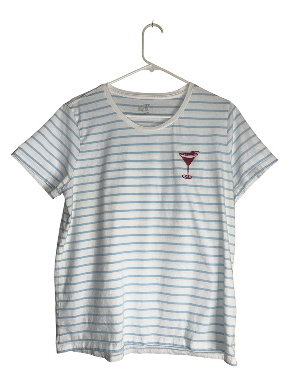 J. Crew Factory Blue White Martini Graphic Tee Sz XL